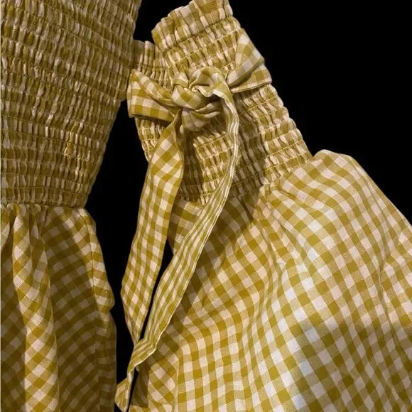 Caroline Constas off the shoulder smocked body ruffle sleeves top boho NWOT L - Picture 8 of 10